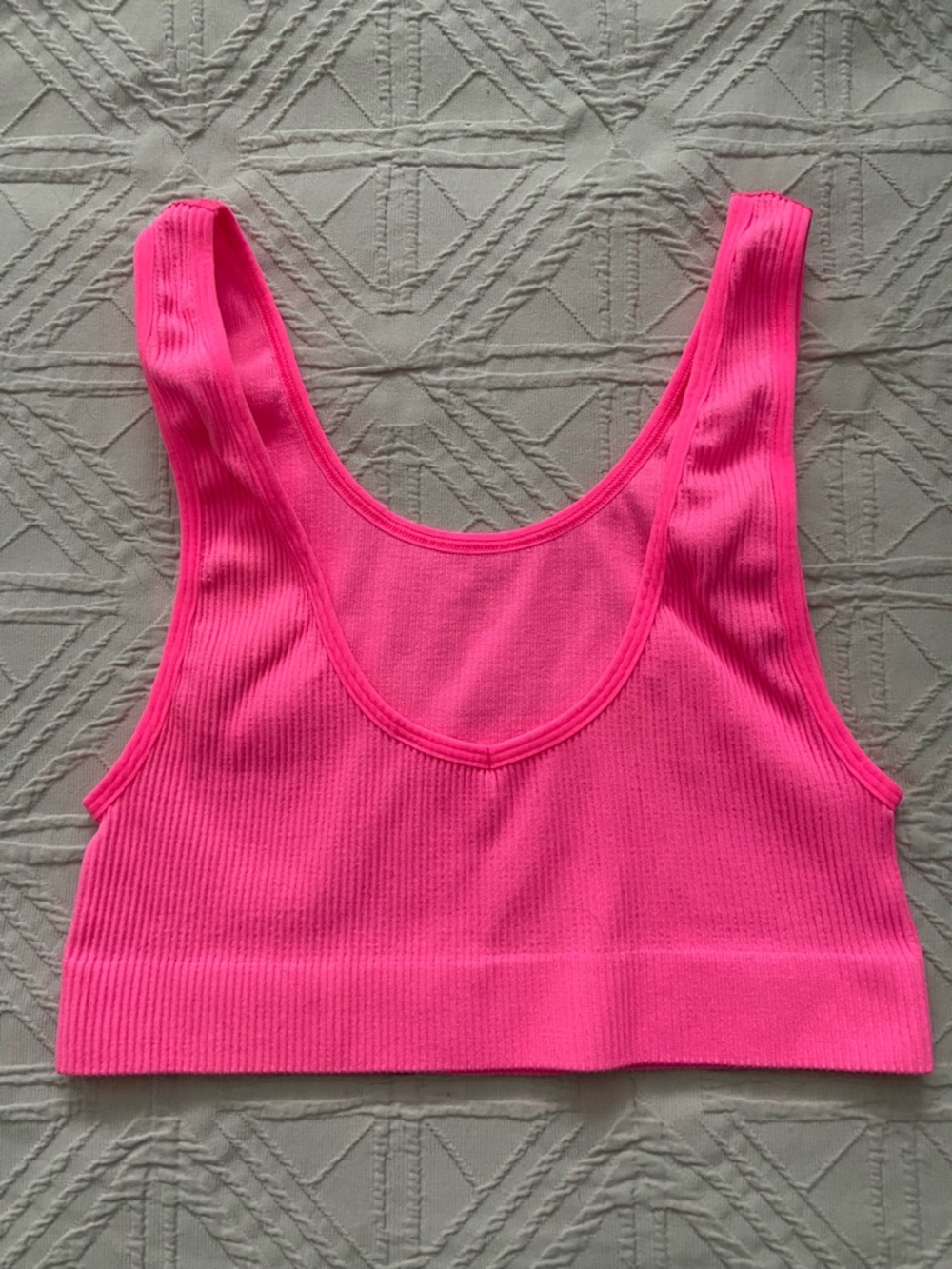 Sunday Best Hot Pink Ribbed Tank Crop Top - Picture 2 of 9